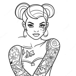 Page De Coloriage De Princesse Disney Punk Avec Des Tatouages 139666-70736