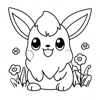 Eevee Mignon Avec Des Fleurs Page A Colorier 14240-3106