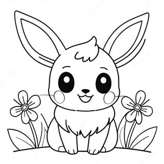 Eevee Mignon Avec Des Fleurs Page A Colorier 14240-3107