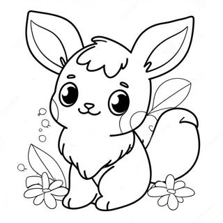 Eevee Mignon Avec Des Fleurs Page A Colorier 14240-3108