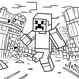 Page A Colorier Zombie Minecraft Attaquant Un Village 1455-2222