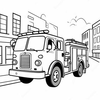 Page De Coloriage De Camion De Pompiers Courant Dans La Rue 14988-3267