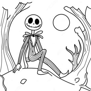 Page A Colorier Jack Skellington Dans La Lumiere De Lune Effrayante 15525-3387