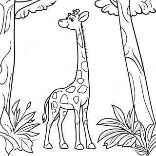 Page A Colorier De Girafe Grande Atteignant Des Feuilles 15620-3409