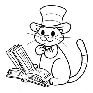 Page A Colorier Du Chat Chapeaute Lisant Un Livre 15709-3426