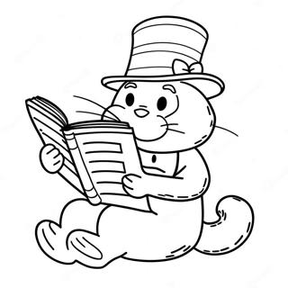 Page A Colorier Du Chat Chapeaute Lisant Un Livre 15709-3427