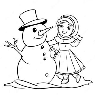 Page A Colorier Danna Avec Un Bonhomme De Neige 1629-1782