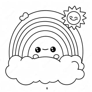 Page A Colorier Dun Arc En Ciel Mignon Avec Un Soleil Souriant 1811-676