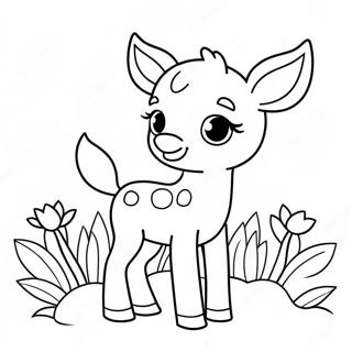 Biche Mignonne Avec Des Fleurs Page A Colorier 18900-4125