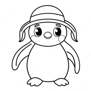 Page A Colorier De Pingouin Mignon Avec Un Chapeau 19913-4341