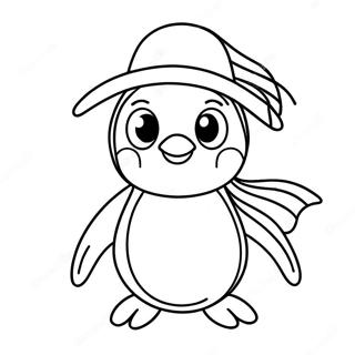 Page A Colorier De Pingouin Mignon Avec Un Chapeau 19913-4342