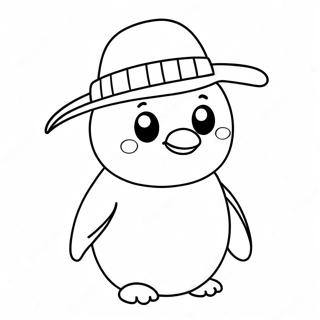 Page A Colorier De Pingouin Mignon Avec Un Chapeau 19913-4343