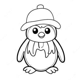 Page A Colorier De Pingouin Mignon Avec Un Chapeau 19913-4344