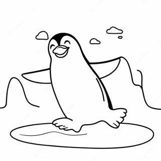 Page A Colorier De Pingouin Heureux Glissant Sur La Glace 19914-4345