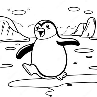 Page A Colorier De Pingouin Heureux Glissant Sur La Glace 19914-4346