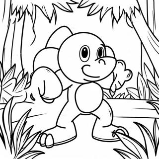 Page A Colorier De Knuckles Dans Un Cadre De Jungle 20097-4398
