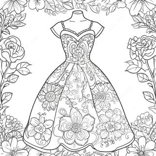 Page A Colorier De Robe Florale Vintage 20740 4534