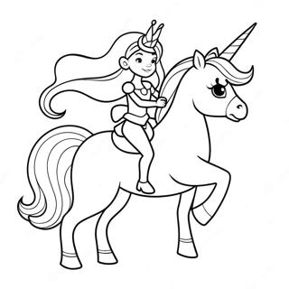 Page A Colorier De Princesse Courageuse Chevauchant Un Majestueux Unicorn 2085-210