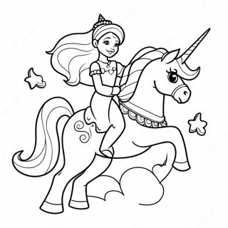 Page A Colorier De Princesse Courageuse Chevauchant Un Majestueux Unicorn 2085-211