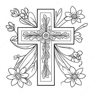 Page A Colorier De Croix Coloree Avec Des Fleurs 20915-4562