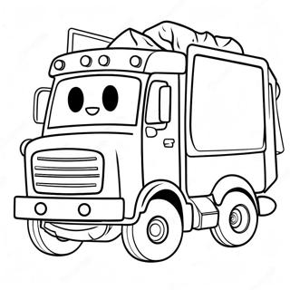 Page A Colorier De Camion Poubelle Mignon En Dessin Anime 21106-4605