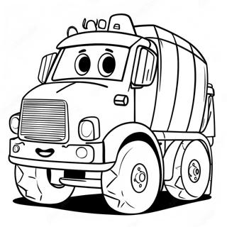 Page A Colorier De Camion Poubelle Mignon En Dessin Anime 21106-4606