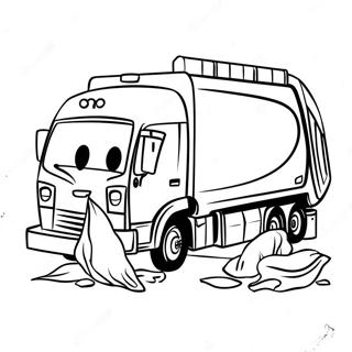 Page A Colorier De Camion Poubelle Amical Ramassant Des Dechets 21108-4613