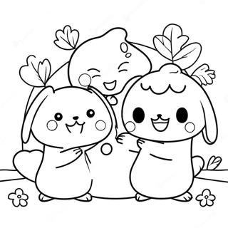 Pompompurin Jouant Avec Des Amis Page A Colorier 21691-4725