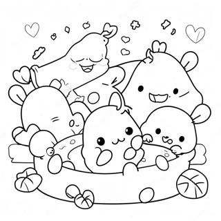 Pompompurin Jouant Avec Des Amis Page A Colorier 21691-4726