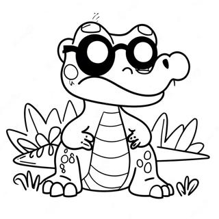 Crocodile De Dessin Anime Avec Des Lunettes De Soleil Page A Colorier 21969-4791