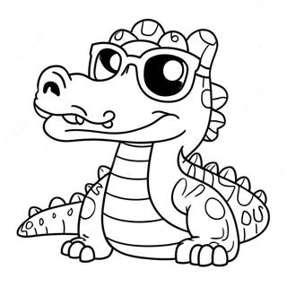 Crocodile De Dessin Anime Avec Des Lunettes De Soleil Page A Colorier 21969-4792