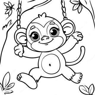 Mignon Singe Se Balancant Dun Arbre Page A Colorier 22143-4824
