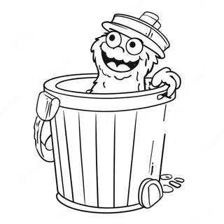 Oscar Le Grouch Dans Sa Poubelle Page A Colorier 22322-4873