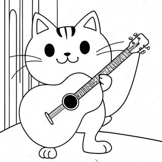 Pete Le Chat Jouant De La Guitare Page A Colorier 23229-5062