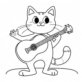 Pete Le Chat Jouant De La Guitare Page A Colorier 23229-5064