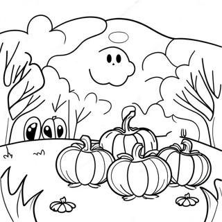 Page A Colorier De Champ De Citrouilles Hante 23702-5177