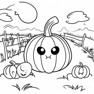 Page A Colorier De Champ De Citrouilles Hante 23702-5178