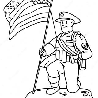 Page A Colorier De Soldat Courageux Avec Drapeau 23793-5185