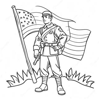 Page A Colorier De Soldat Courageux Avec Drapeau 23793-5186