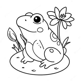 Mignon Crapaud Assis Sur Un Nenuphar Page A Colorier 24257-5283