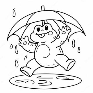 Crapaud Heureux Sautant Sous La Pluie Page A Colorier 24258-5286