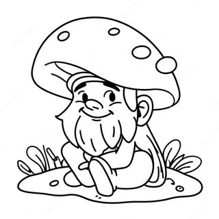 Gnome Endormi Sous Un Champignon Page A Colorier 24442-5325