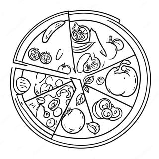 Page A Colorier De Pizza Veggie Avec Des Legumes Colores 24886-5431