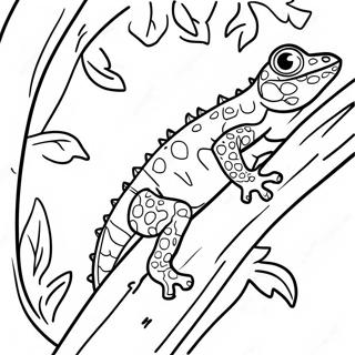 Page A Colorier De Lezard Colore Grimpant A Un Arbre 27192-5915