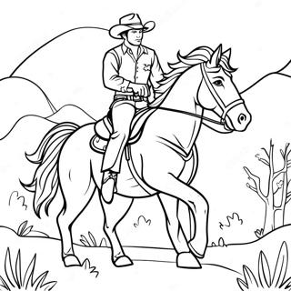 Page A Colorier De Cowboy Montant Un Cheval 27376-5955