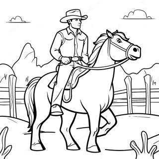 Page A Colorier De Cowboy Montant Un Cheval 27376-5956