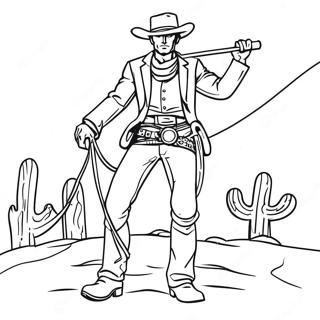 Page A Colorier De Cowboy Du Far West Avec Lasso 27377-5958