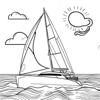 Page A Colorier Dun Catamaran Colore Dans Locean 27573 6011