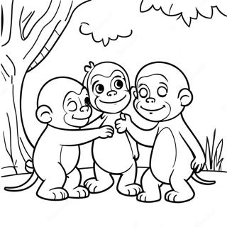 Page A Colorier De George Le Curieux Jouant Avec Des Amis 27663-6031