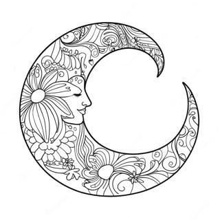 Page A Colorier De Lune Croissante Fantaisiste 28134-6117